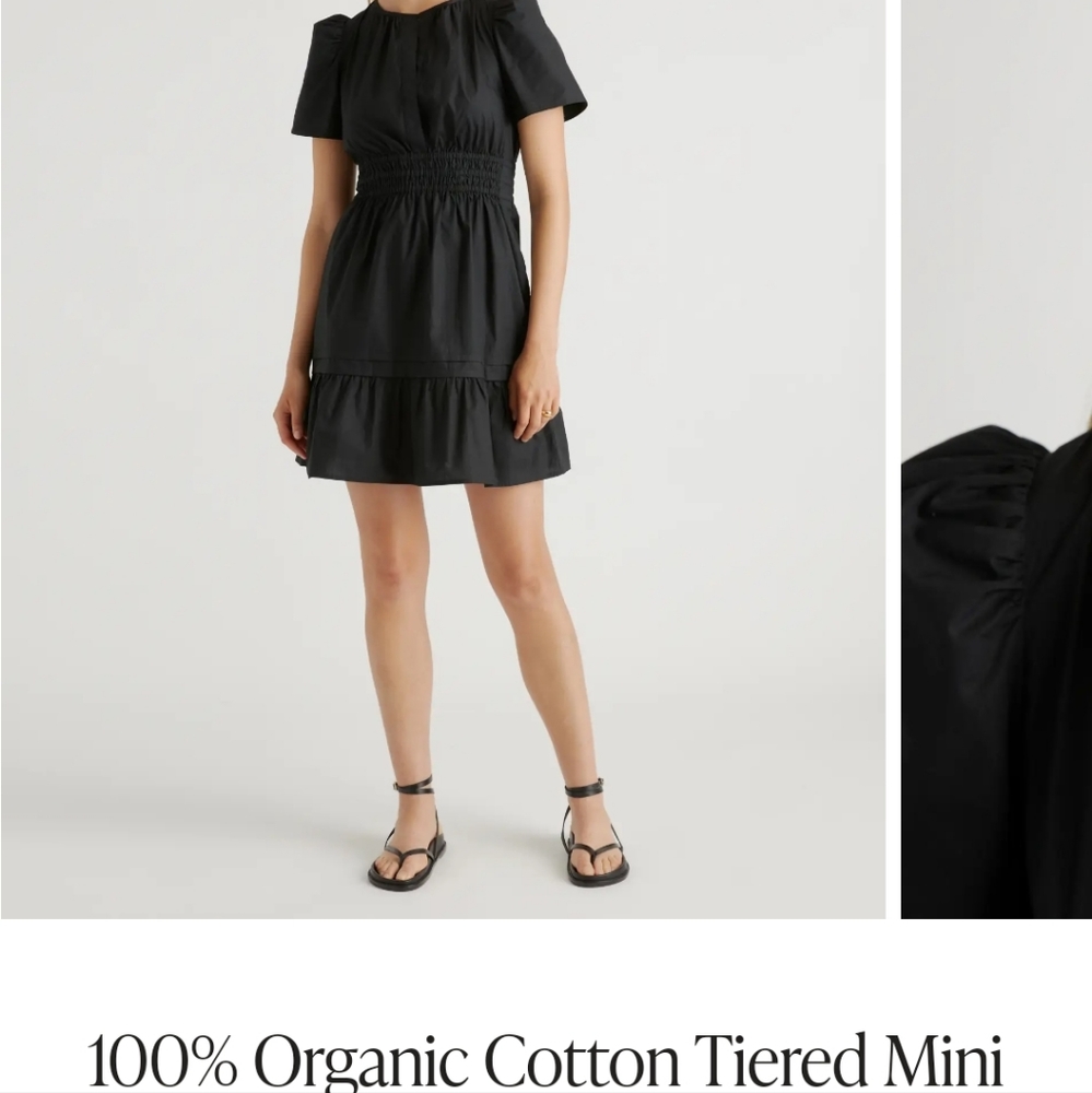 Quince Organic Tiered Mini Black Dress